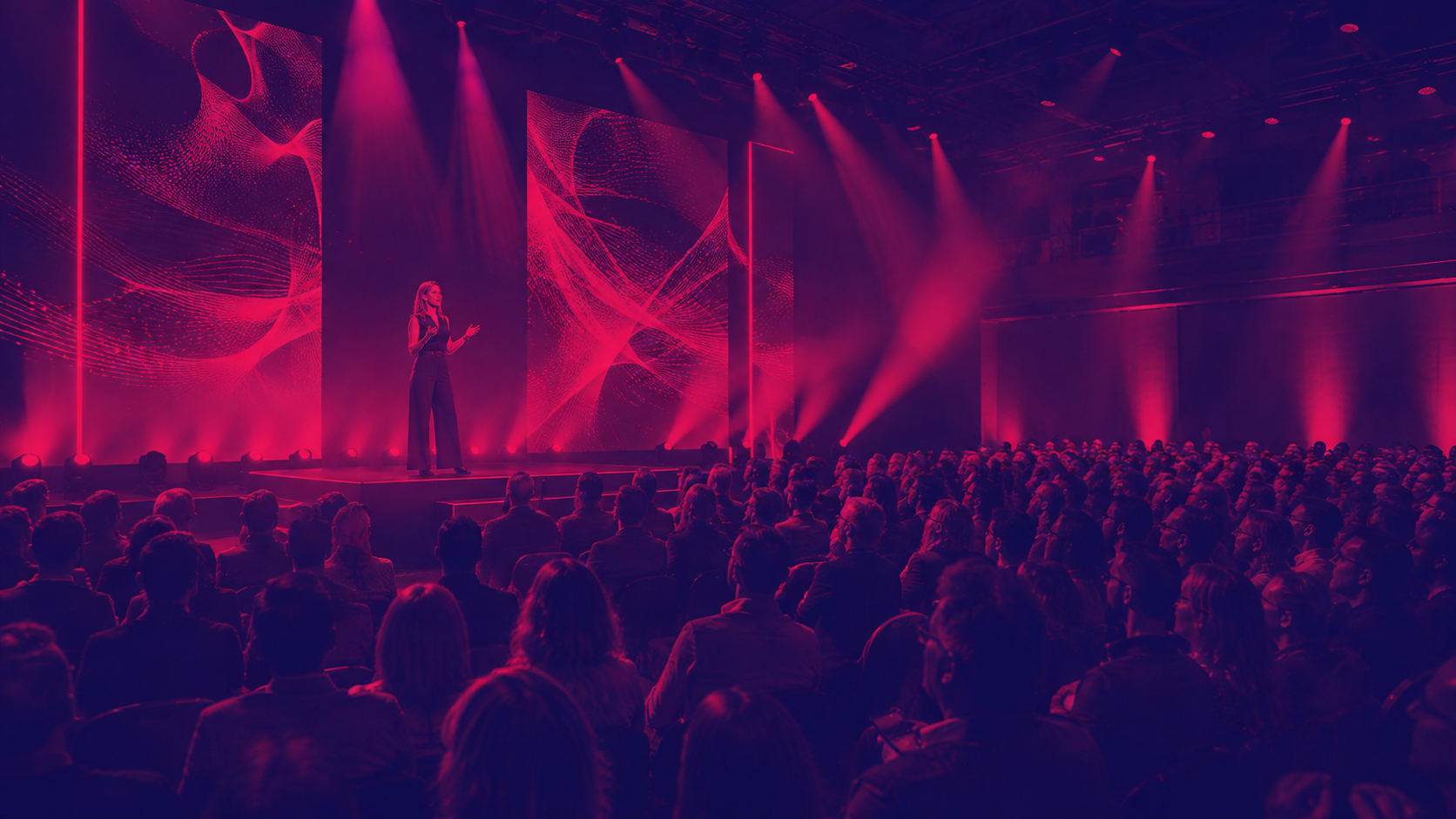 Conference stage and delegate environment during a Chaos Theory business event