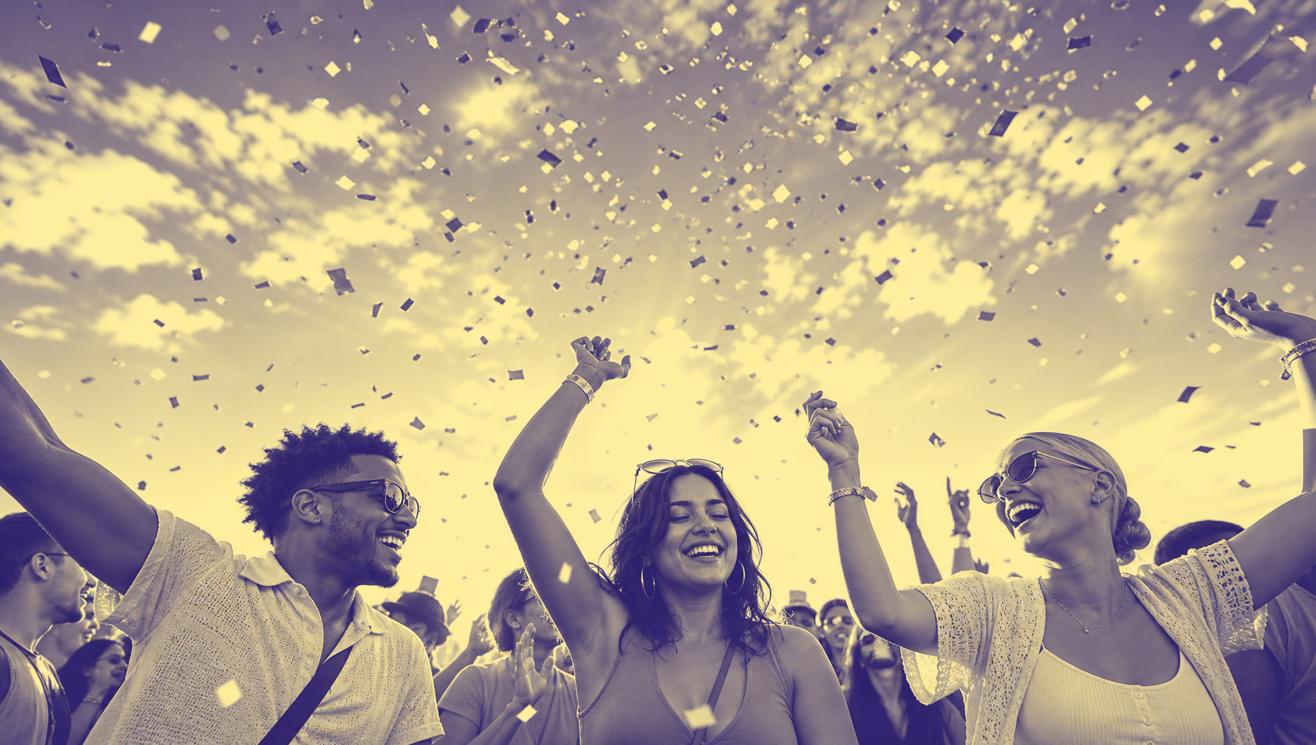 Brand activation agency experience with audience celebrating under confetti