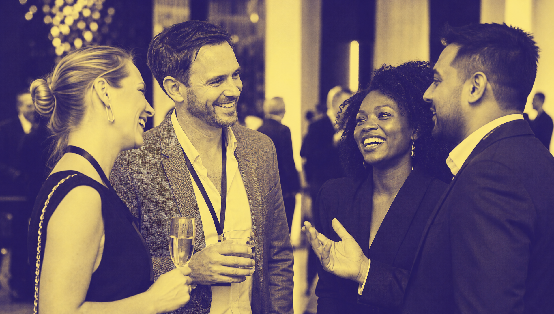 Mixed professionals networking at a premium South African event in Chaos Theory duotone