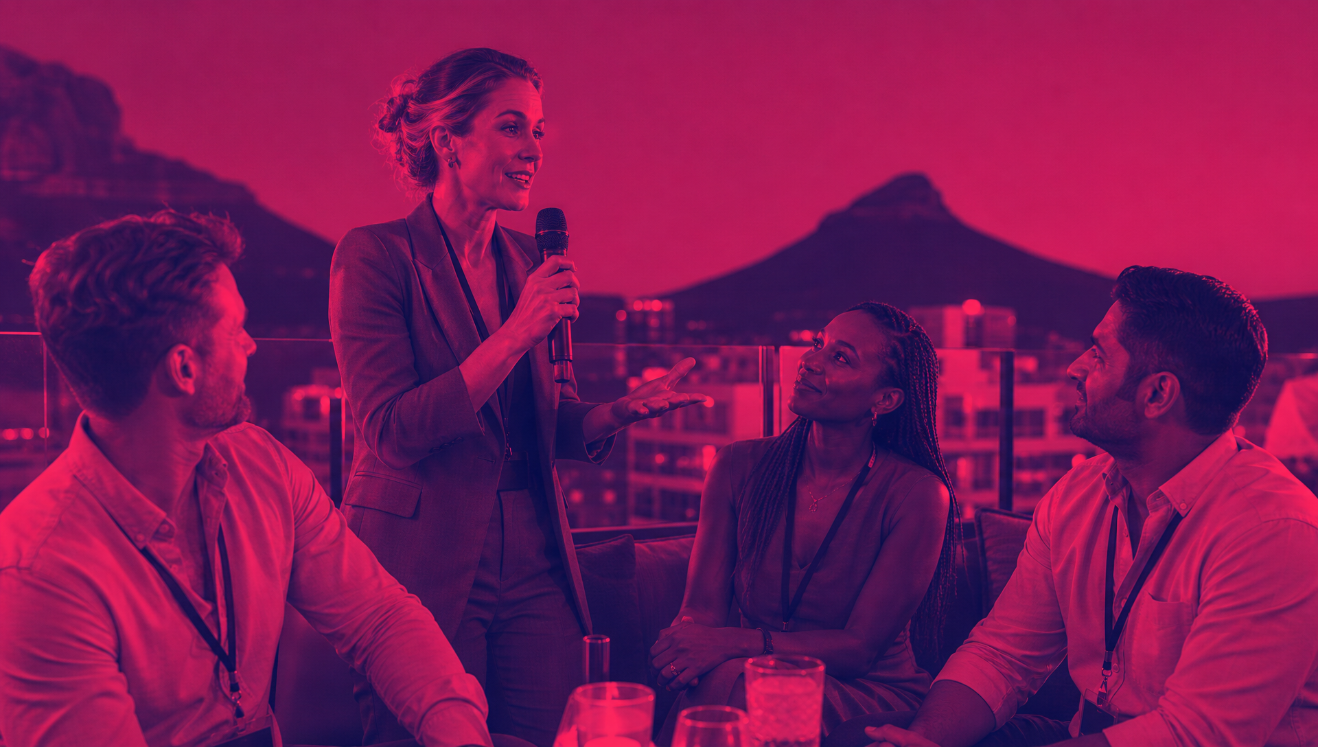 Premium destination event discussion with a mixed professional group in Chaos Theory duotone